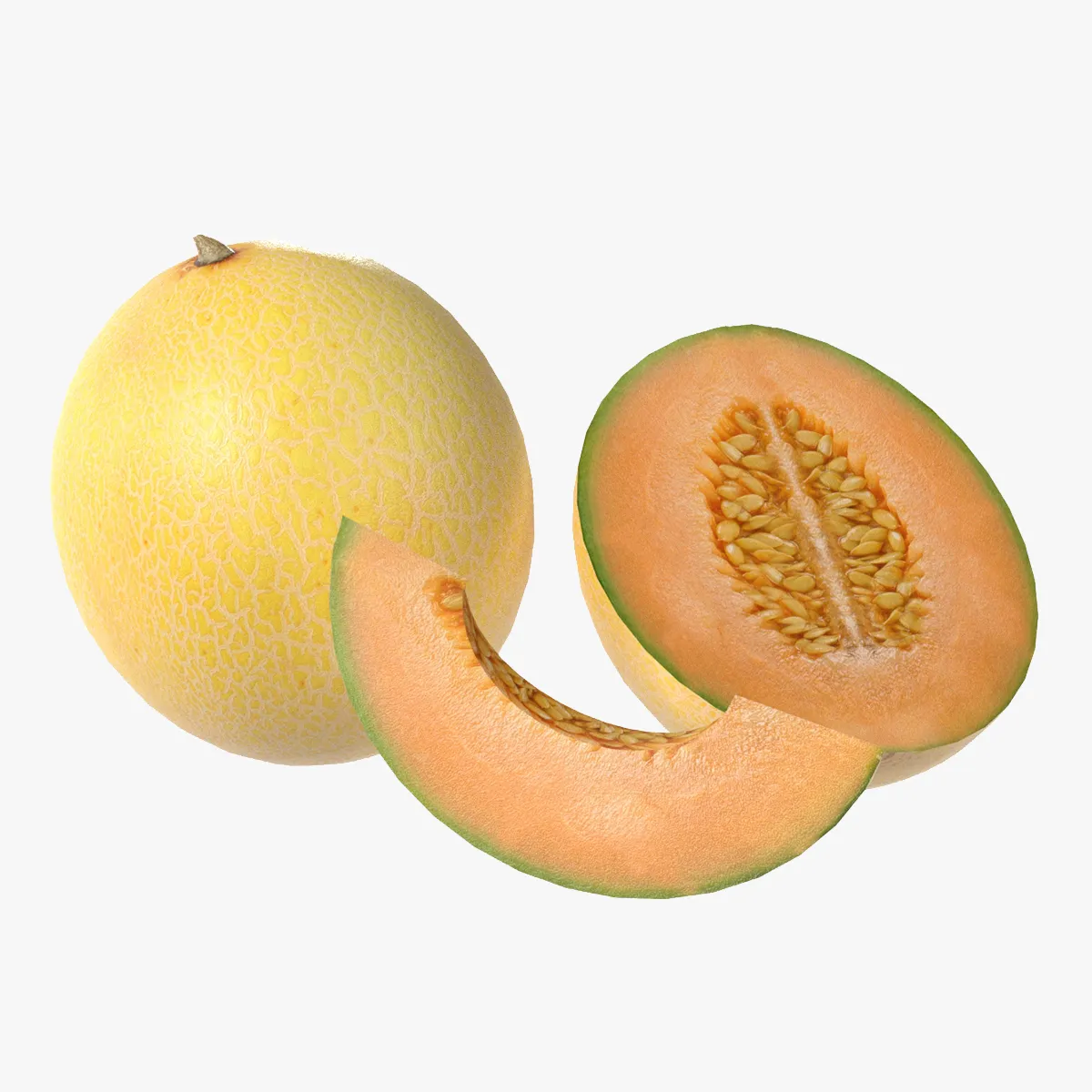 Cantaloupe Melon 3D Model .c4d .max .obj .3ds .fbx .stl .blend 