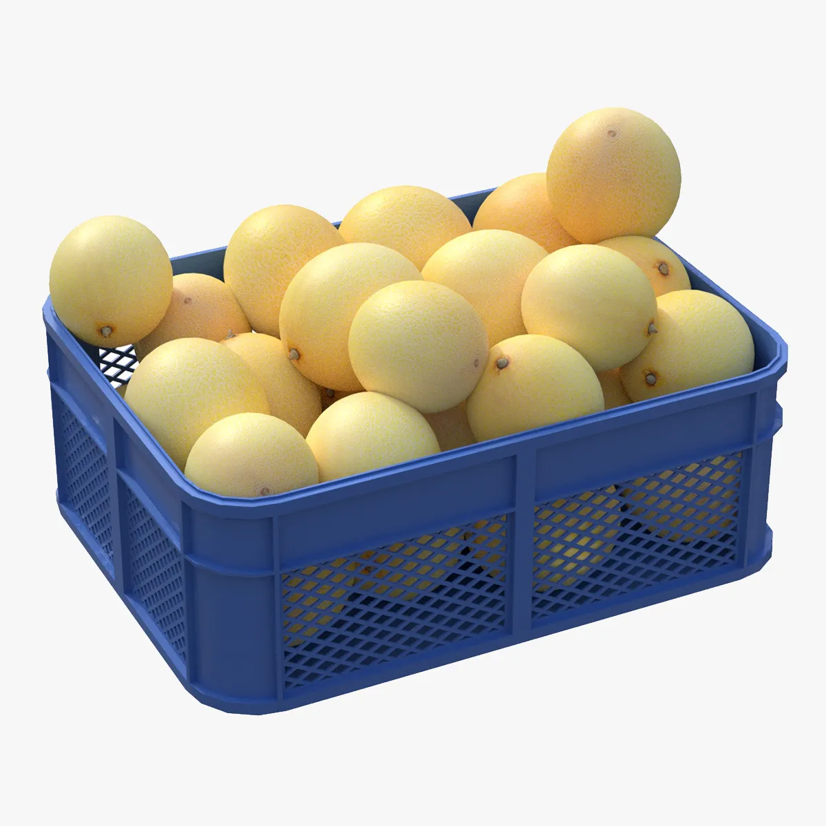 Cantaloupe Melon Plastic Crate 3D Model .c4d .max .obj .3ds .fbx .stl .blend 