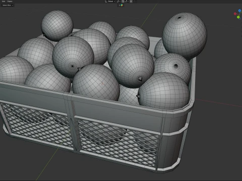Cantaloupe Melon Plastic Crate 3D Model