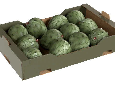 Cherimoya Cardboard Fruit Box 3D Model