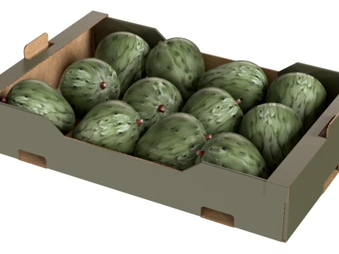 Cherimoya Cardboard Fruit Box 3D Model