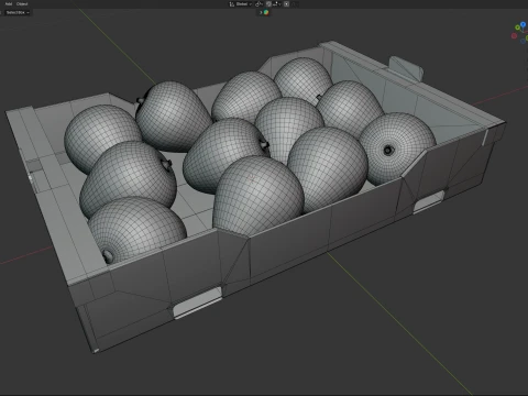 Cherimoya Cardboard Fruit Box 3D Model