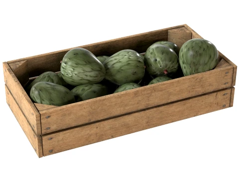 Cherimoya Fruit Wooden Crate 3D Model