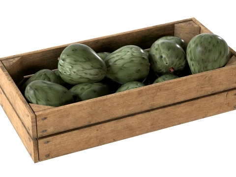 Cherimoya Fruit Wooden Crate 3D Model