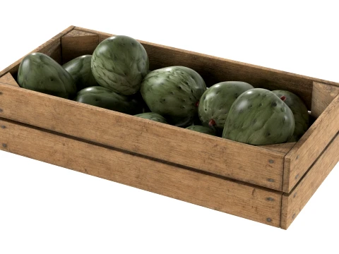 Cherimoya Fruit Wooden Crate 3D Model
