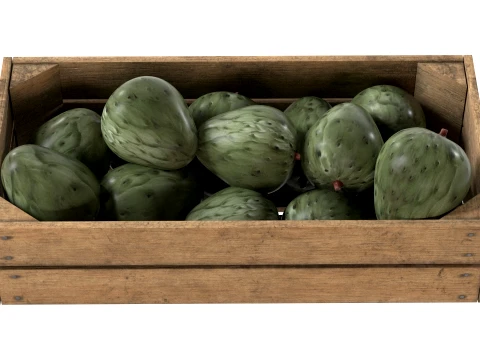 Cherimoya Fruit Wooden Crate 3D Model