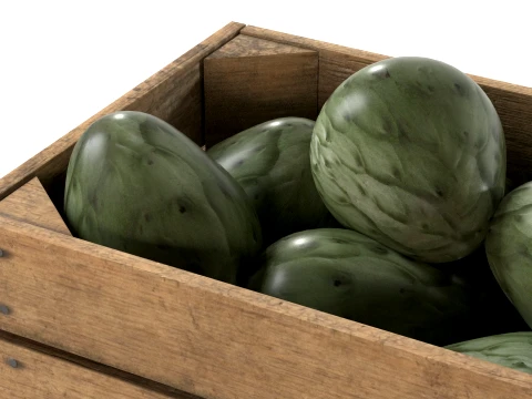 Cherimoya Fruit Wooden Crate 3D Model