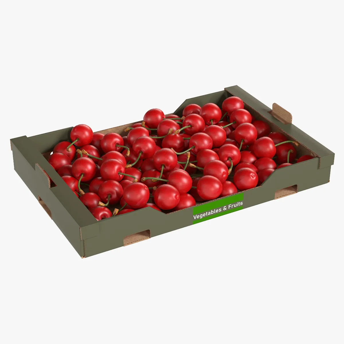 Cherry Cardboard Fruit Box 3D Model .c4d .max .obj .3ds .fbx .stl .blend 