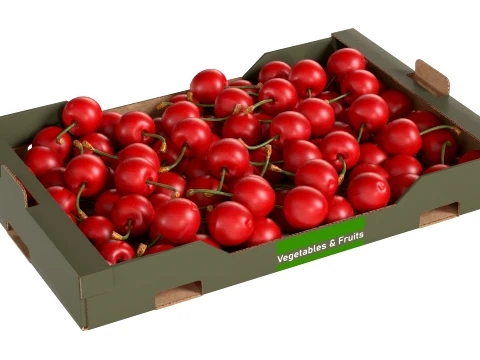 Cherry Cardboard Fruit Box 3D Model