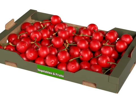 Cherry Cardboard Fruit Box 3D Model