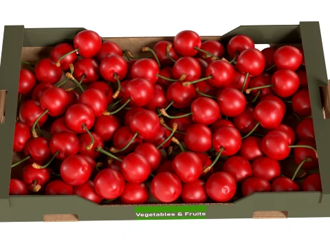 Cherry Cardboard Fruit Box 3D Model