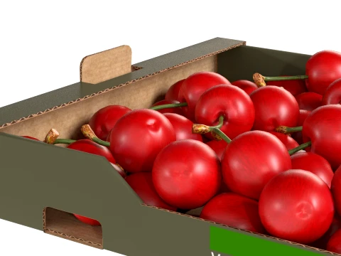Cherry Cardboard Fruit Box 3D Model