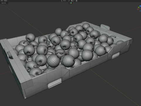 Cherry Cardboard Fruit Box 3D Model