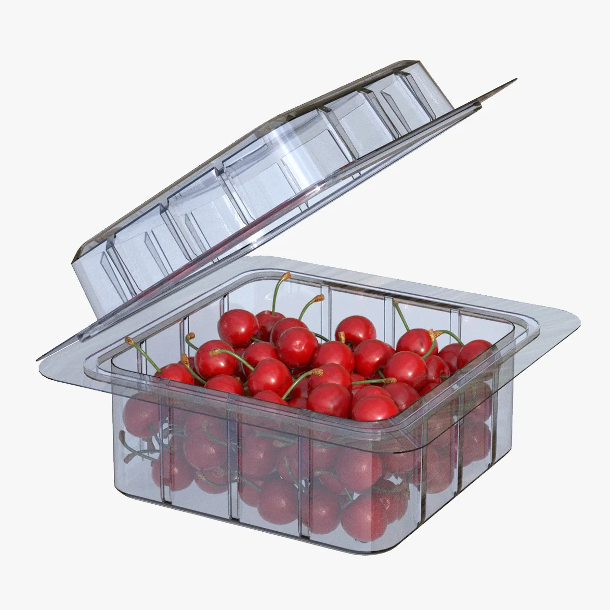 Cherry Fruit Box Plastic Transparent 3D Model .c4d .max .obj .3ds .fbx .stl .blend 