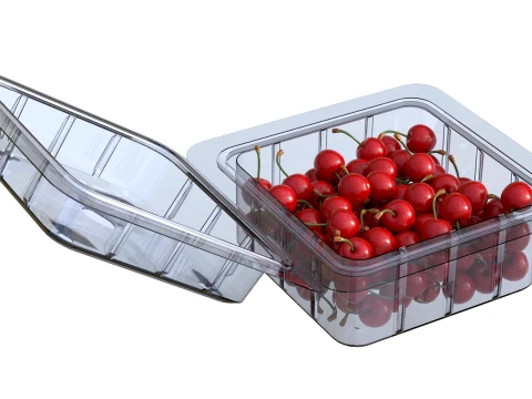 Cherry Fruit Box Plastic Transparent 3D Model