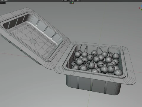 Cherry Fruit Box Plastic Transparent 3D Model