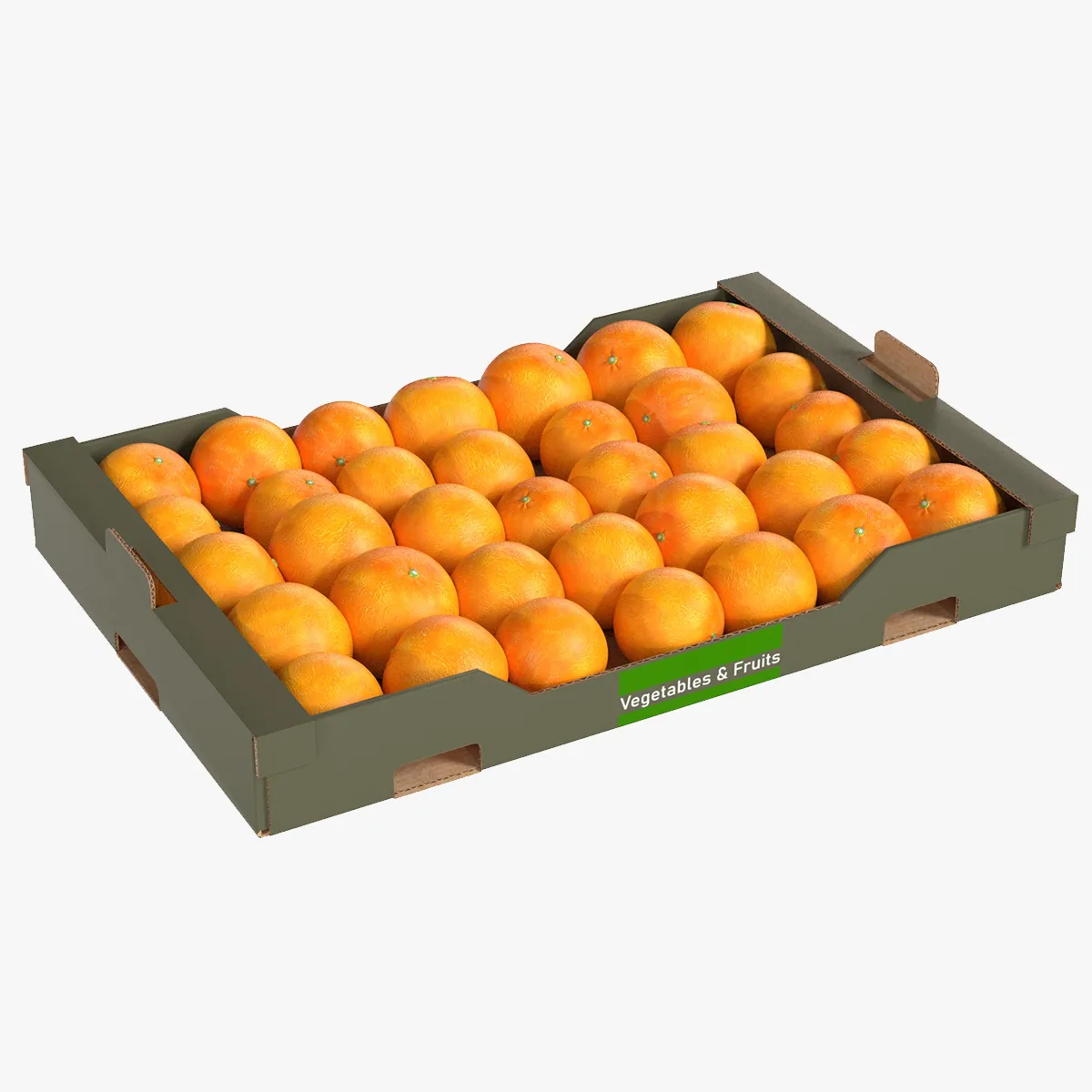 Clementine Cardboard Fruit Box 3D Model .c4d .max .obj .3ds .fbx .stl .blend