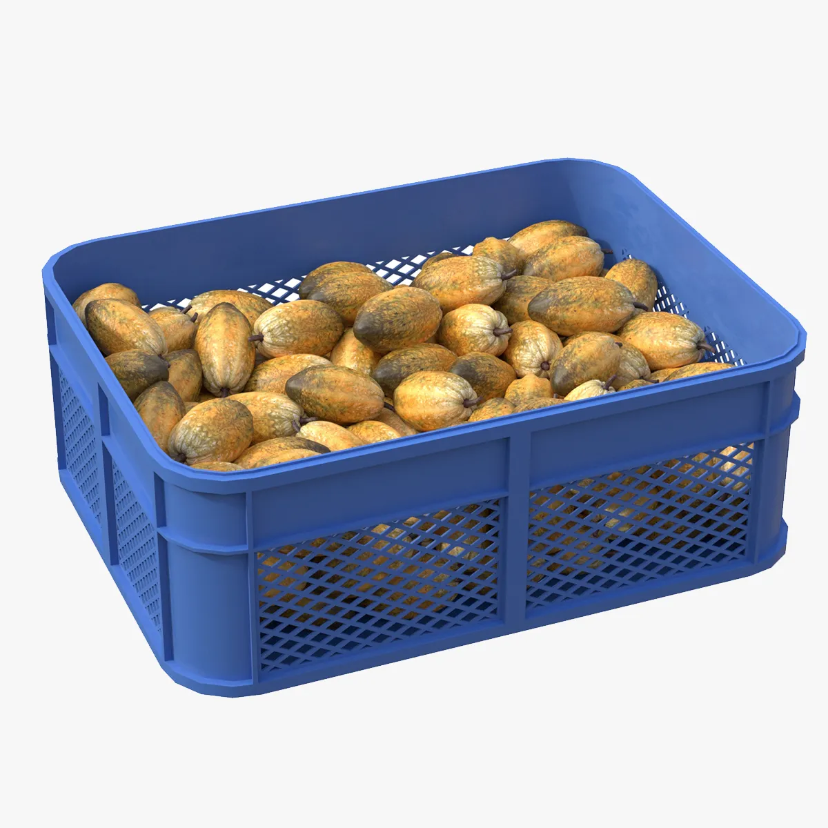 Cocoa Fruit Plastic Crate 3D Model .c4d .max .obj .3ds .fbx .stl .blend 