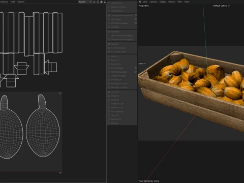 Cocoa Fruit Wooden Crate 3D Model