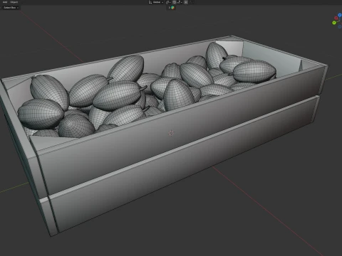 Cocoa Fruit Wooden Crate 3D Model