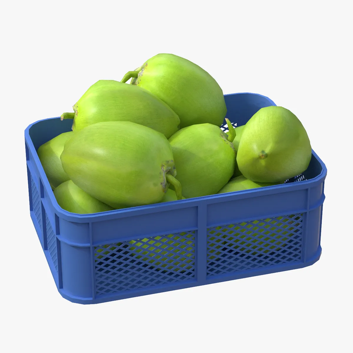 Coconut Green Plastic Crate 3D Model .c4d .max .obj .3ds .fbx .stl .blend 