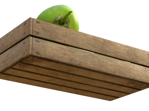 Coconut Green Wooden Crate 3D Model