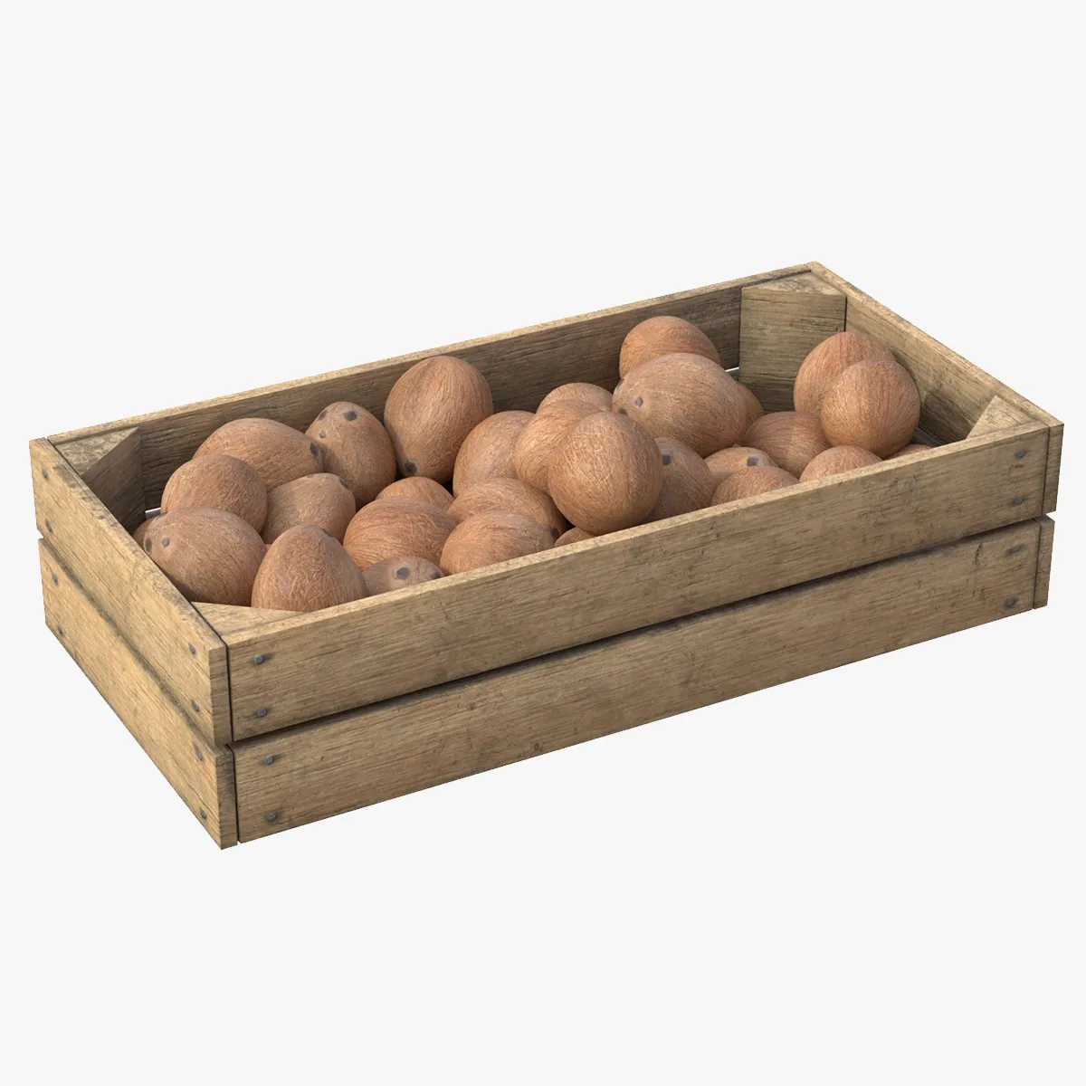 Coconut Inner Wooden Crate 3D Model .c4d .max .obj .3ds .fbx .stl .blend