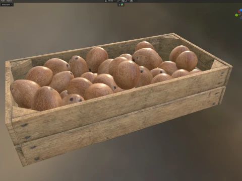 Coconut Inner Wooden Crate 3D Model