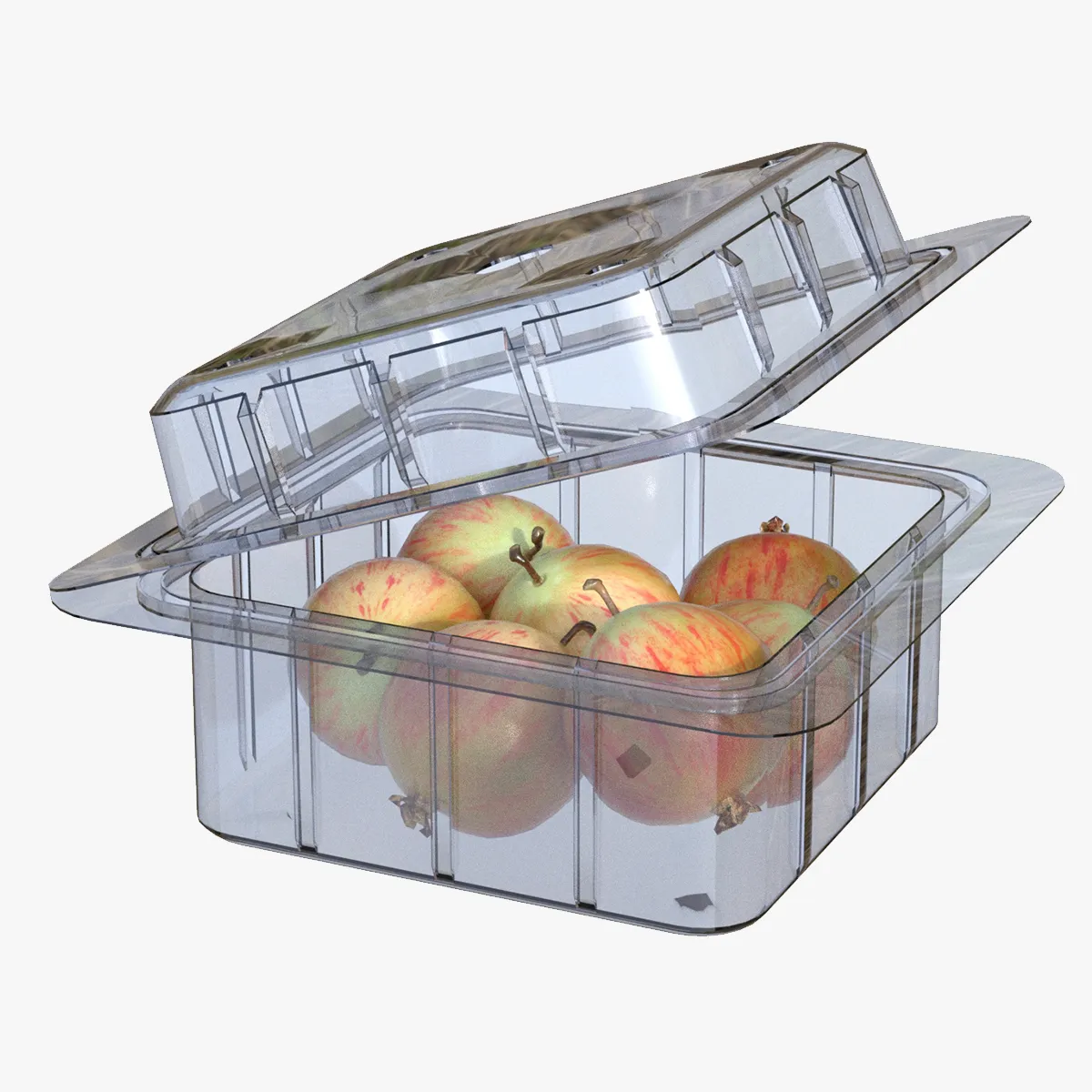 Crab Apple Box Plastic Transparent 3D Model .c4d .max .obj .3ds .fbx .stl .blend