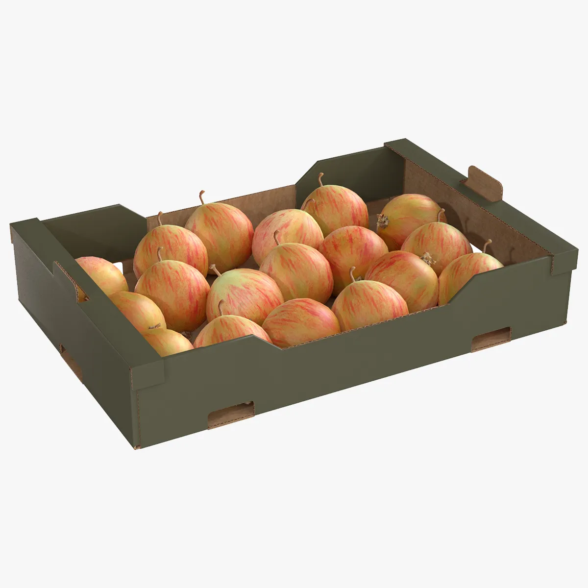 Crab Apple Cardboard Fruit Box 3D Model .c4d .max .obj .3ds .fbx .stl .blend 