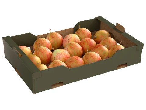 Krab Appel Kartonnen Fruitdoos 3D Model