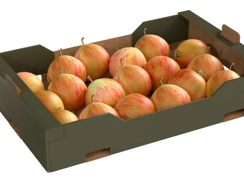 Crab Apple Cardboard Fruit Box 3D Model