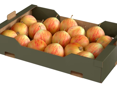 Crab Apple Cardboard Fruit Box 3D Model