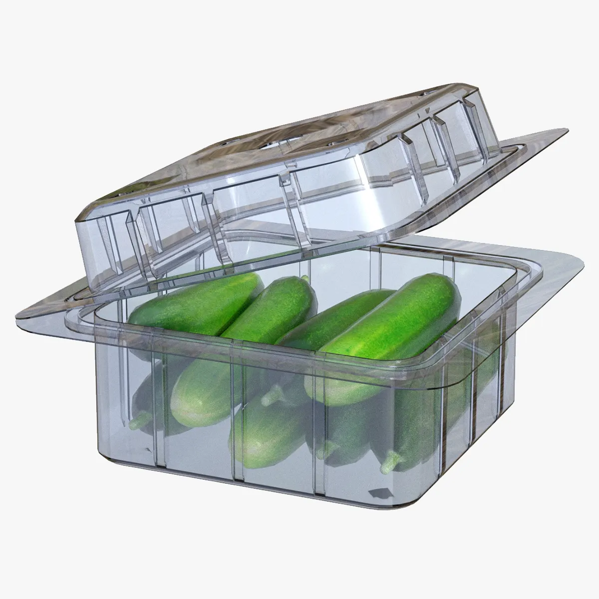Cucumber Box Plastic Transparent 3D Model .c4d .max .obj .3ds .fbx .stl .blend 
