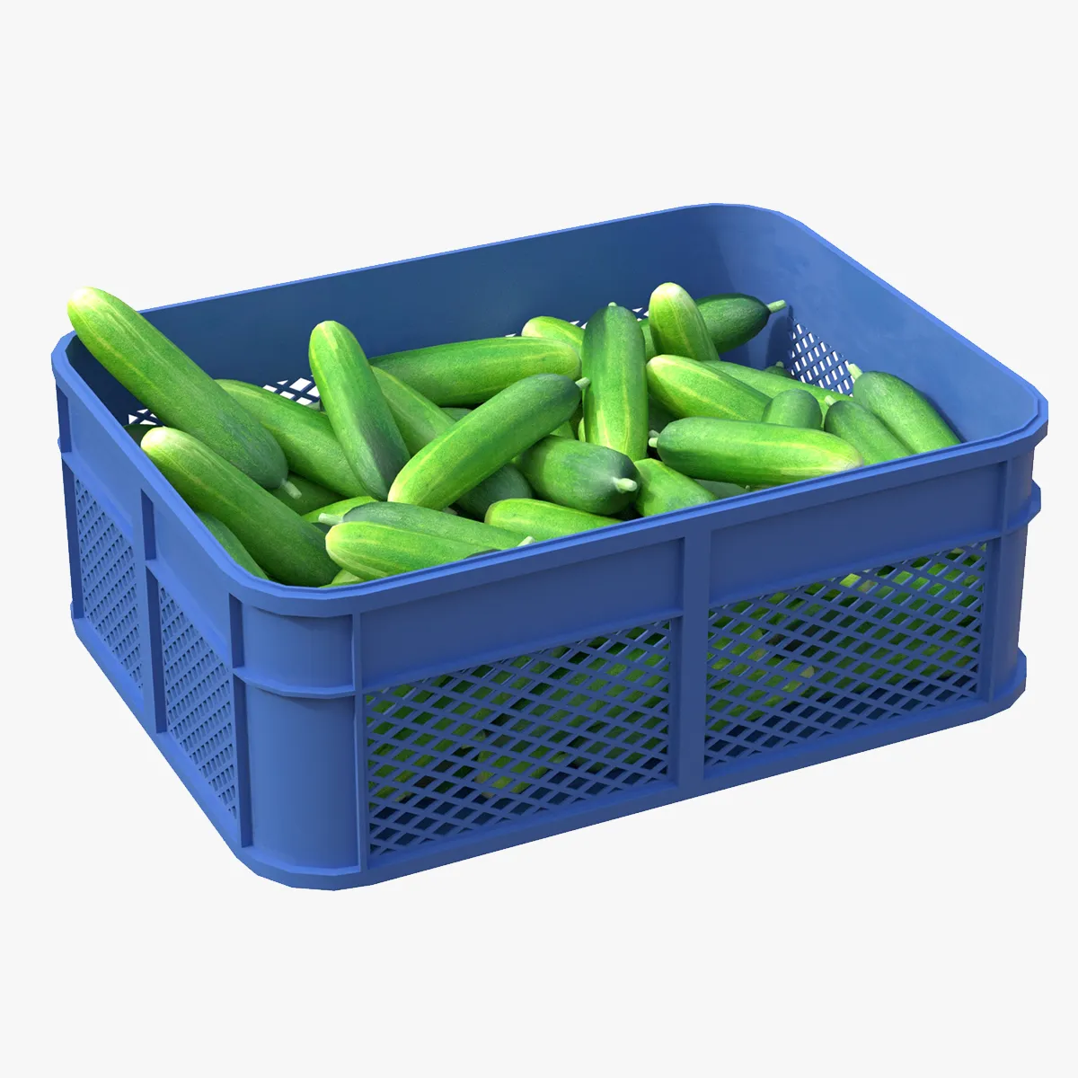 Cucumber Plastic Crate 3D Model .c4d .max .obj .3ds .fbx .stl .blend 