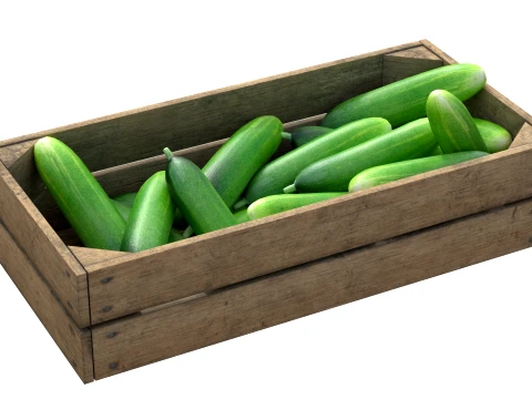 Cucumber Wooden Crate 3D Model