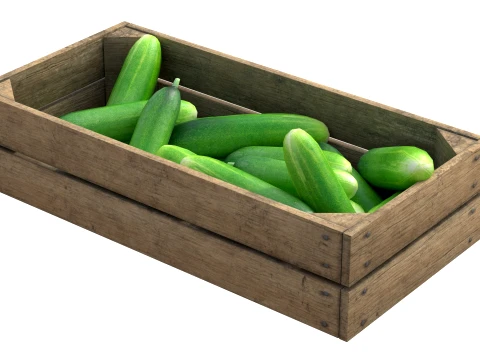Cucumber Wooden Crate 3D Model
