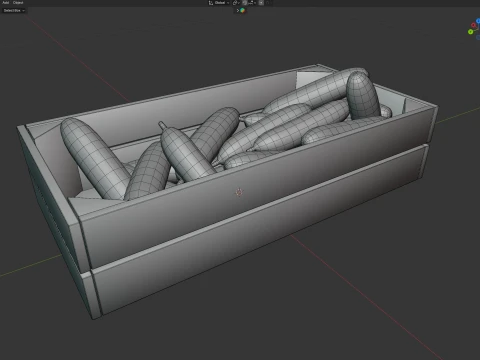 Cucumber Wooden Crate 3D Model