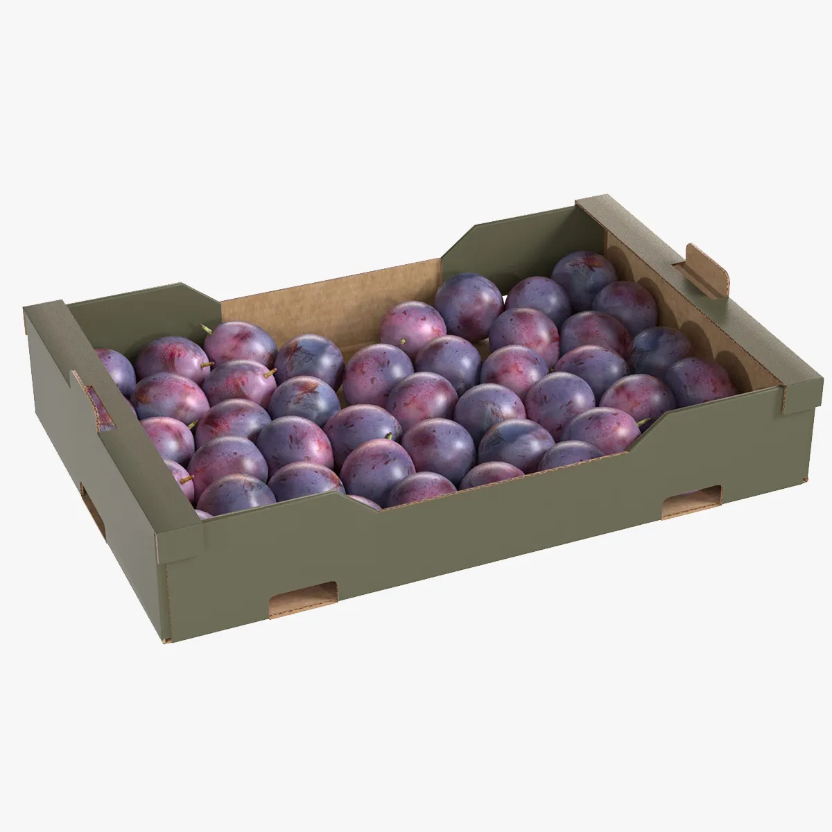 Damsun Plum Cardboard Fruit Box 3D Model .c4d .max .obj .3ds .fbx .stl .blend 