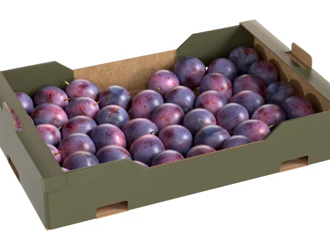 Damsun Plum Cardboard Fruit Box 3D Model