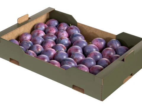 Damsun Plum Cardboard Fruit Box 3D Model