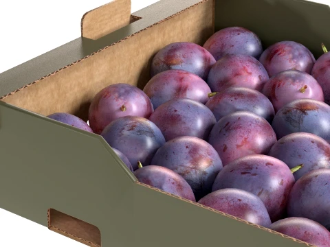Damsun Plum Cardboard Fruit Box 3D Model