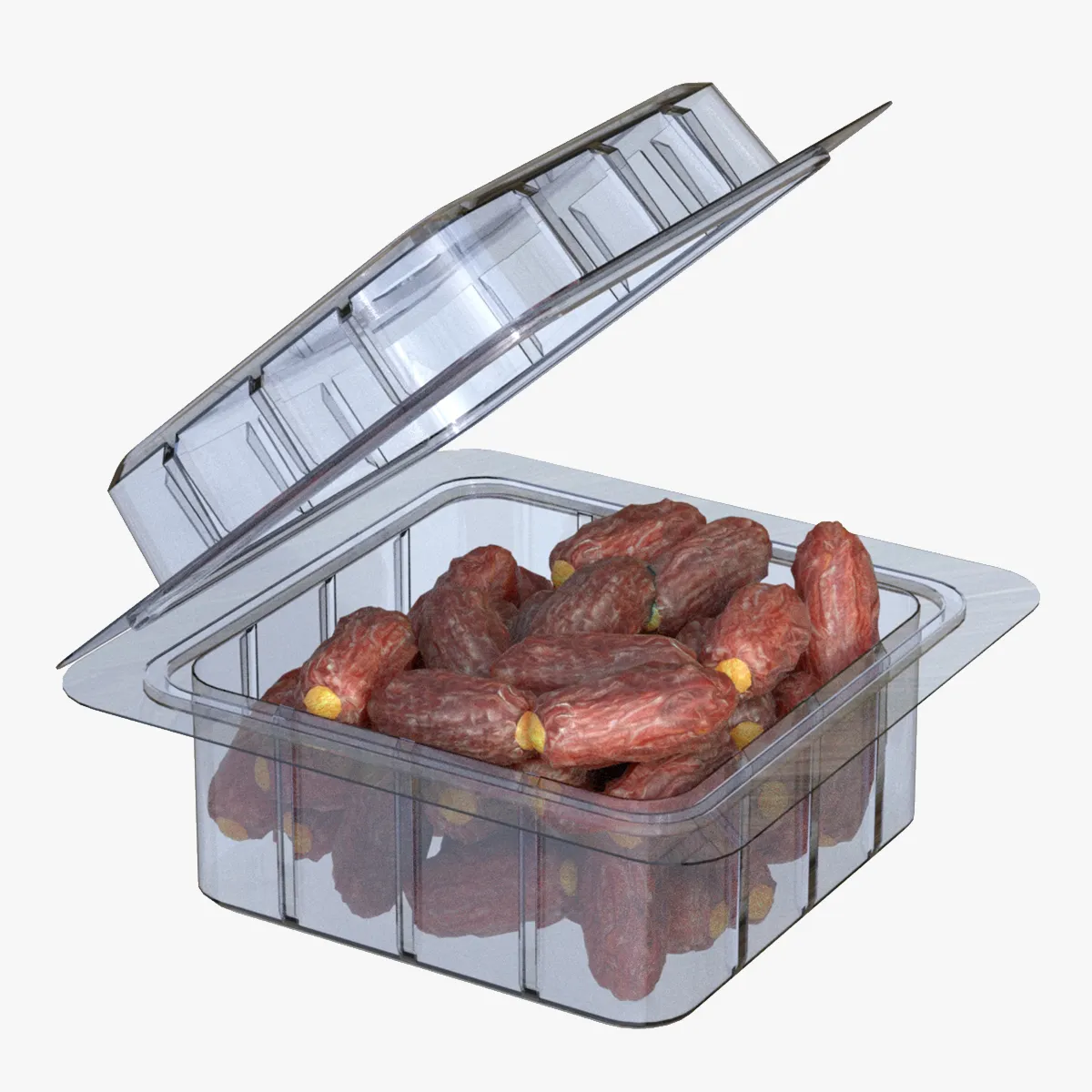 Dates Fruit Box Plastic Transparent 3D Model .c4d .max .obj .3ds .fbx .stl .blend 