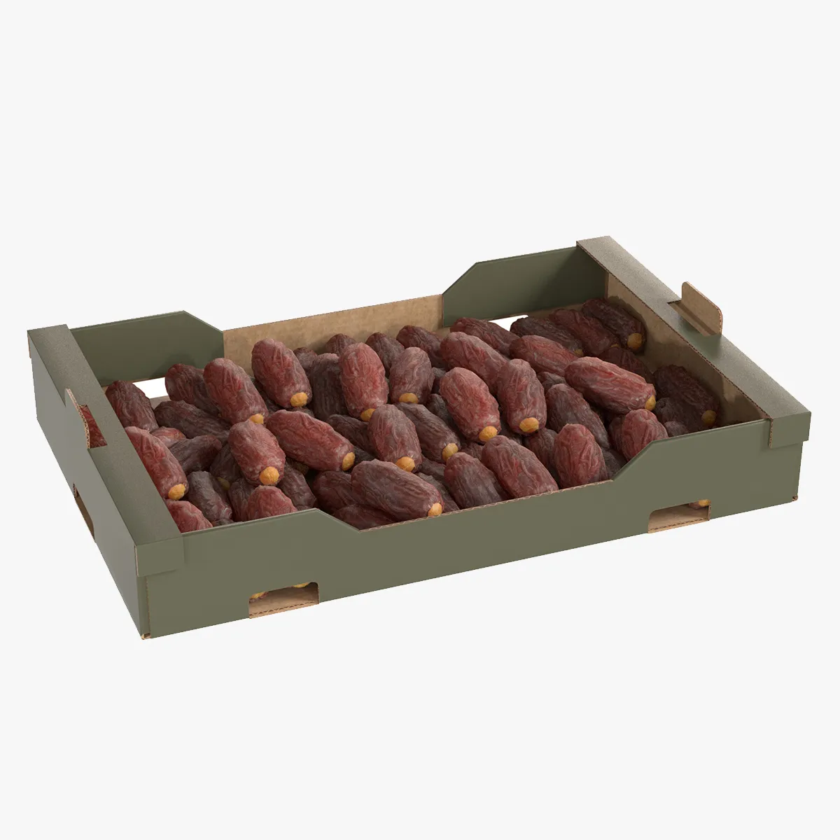Dates Fruit Cardboard Fruit Box 3D Model .c4d .max .obj .3ds .fbx .stl .blend 