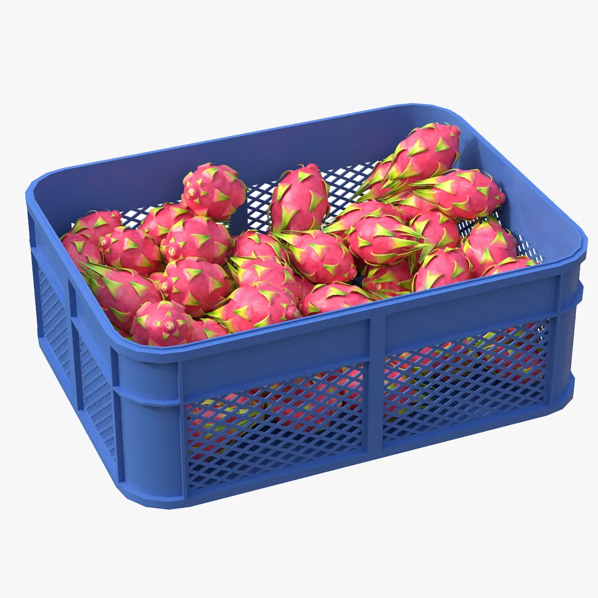 Dragon Fruit Plastic Crate 3D Model .c4d .max .obj .3ds .fbx .stl .blend 