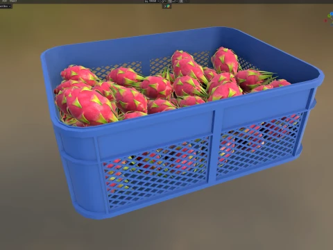 Dragon Fruit Plastic Crate 3D Model