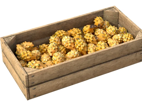 Dragon Fruit Yellow Wooden Crate 3D Model