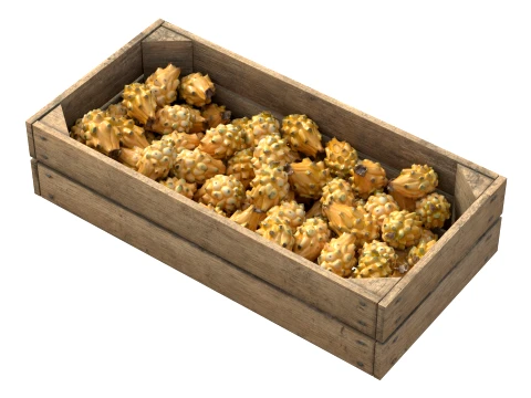 Dragon Fruit Yellow Wooden Crate 3D Model