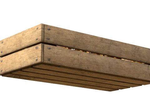 Dragon Fruit Yellow Wooden Crate 3D Model
