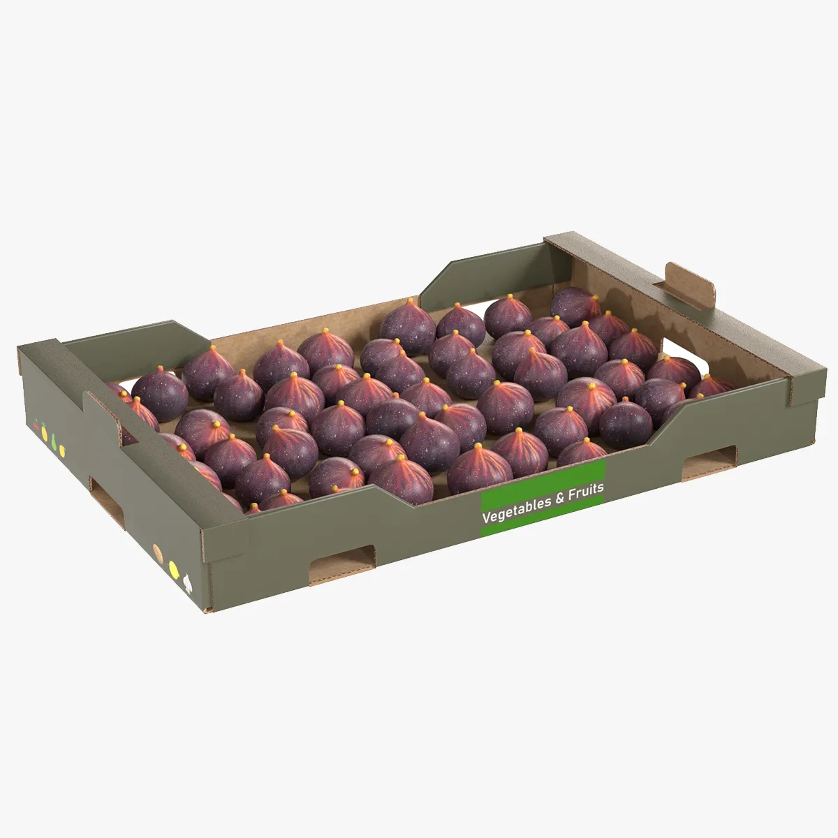 Fig Cardboard Fruit Box 3D Model .c4d .max .obj .3ds .fbx .stl .blend 